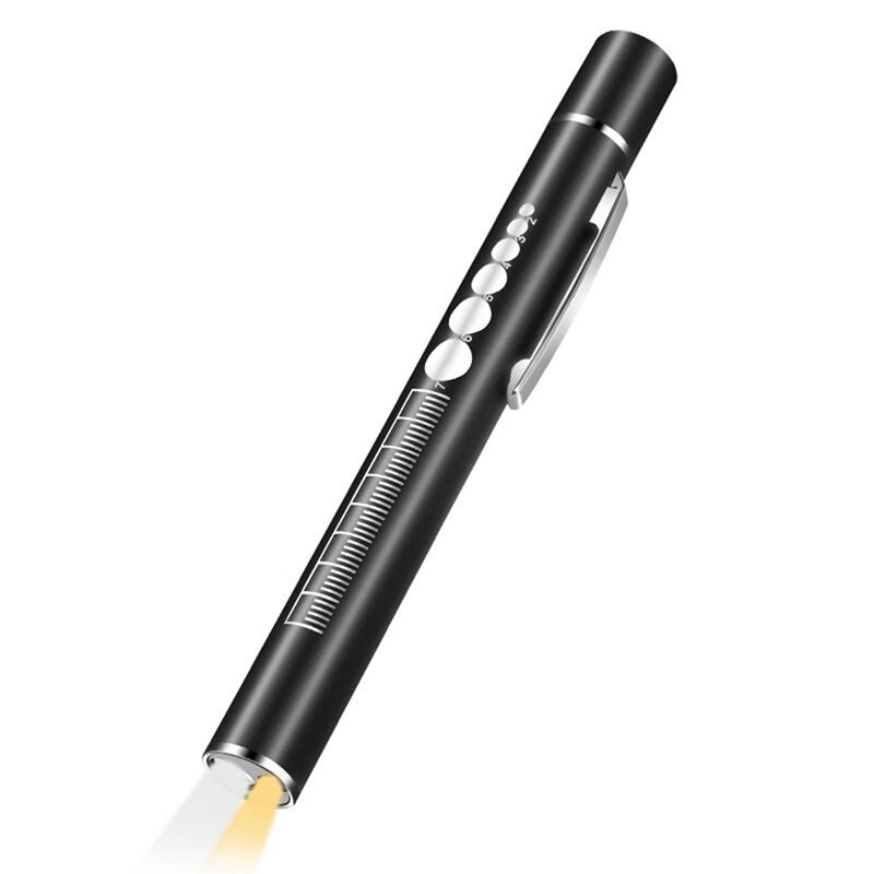 1 PCS USB Rechargeable -Handy Pen Light Black Stainless Steel Pocket Led Flashlight