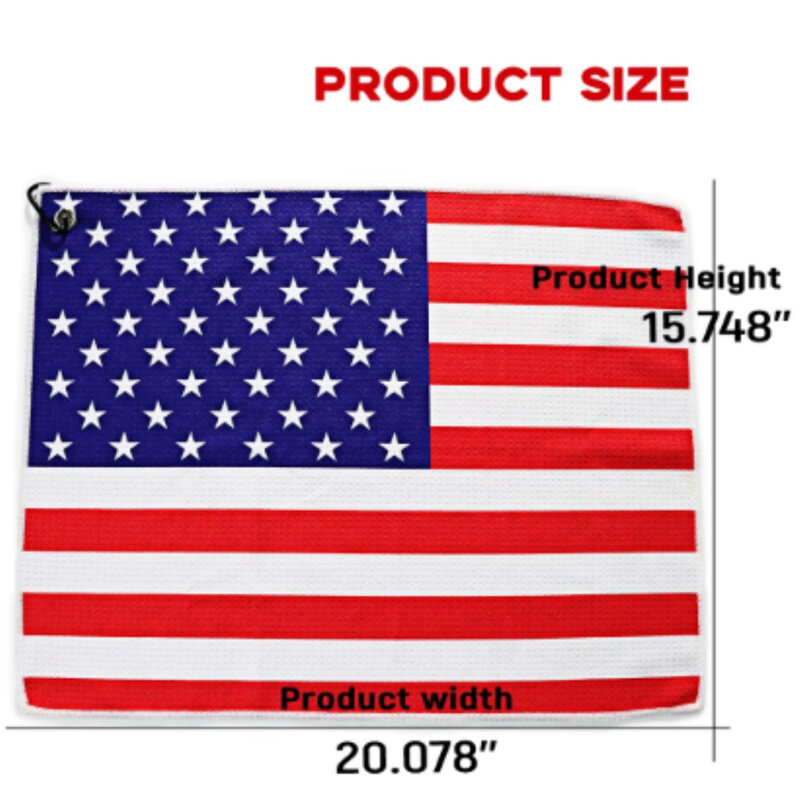 Golf USA Flag Golf Towel American Flag Beach Towel, Quick Dry Cotton Beach Towel Lightweight Soft Breathable Sports Towel