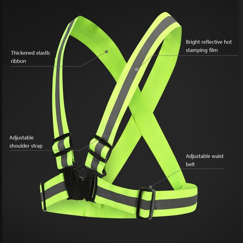 Reflective Vest Fluorescent Yellow For Bicycle Self-defense Safety Supplies Luminous Reflective Strips Running Adjustable Tape