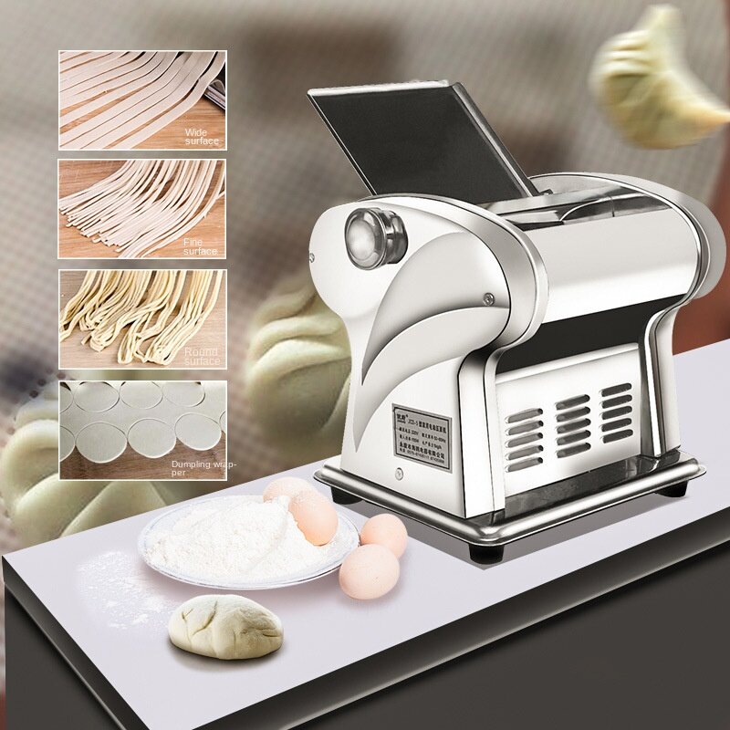 Electric Noodle Press Machine, comercial, doméstico, aço inoxidável, Pasta Make, Wonton, Wrapper