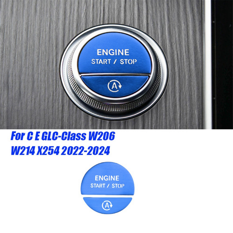 Car Interior Engine One Start Stop Key Button Sticker for Mercedes-Benz C E GLC-Cl  W206 W214 X254 2022-2024 Blue