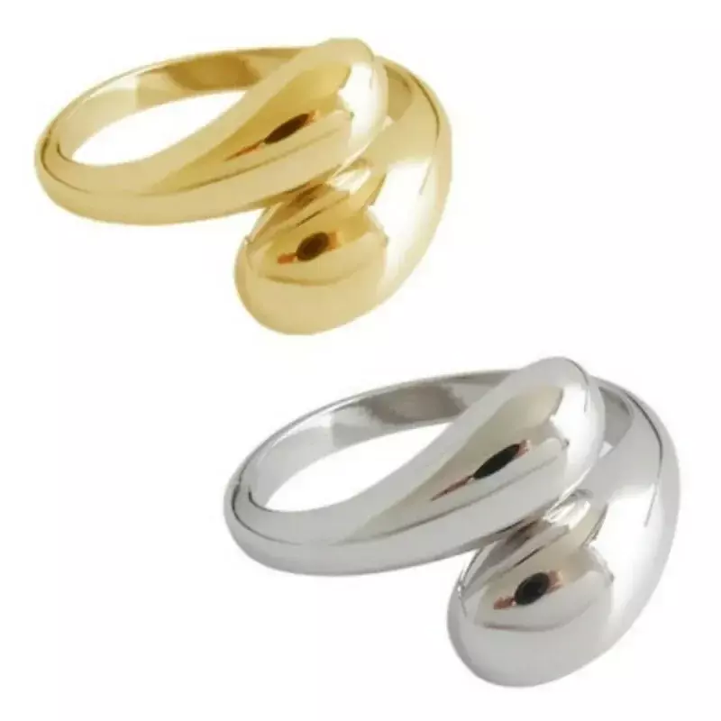 Smooth Double Ball Beads Rings for Woman Open Gold Color Geometric Wedding Couple Rings Aesthetic Jewelry Gift