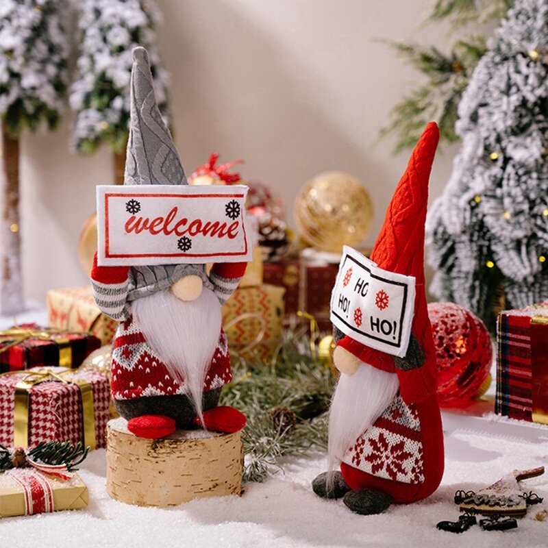 Kerstkabouters Pluche Handgemaakte Zweedse Tomte Kabouter Ornamenten Met Led, Scandinavische Elf Poppen Nordic Beeldje