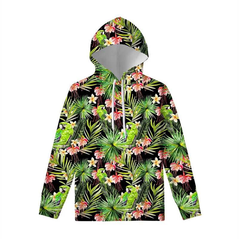 3D Print Hawaiian Hoodie For Men Sports Long Sleeve Pullover Sweatshirt Fashion Casual Tops Pullovers Pocket Streetwear Baggy