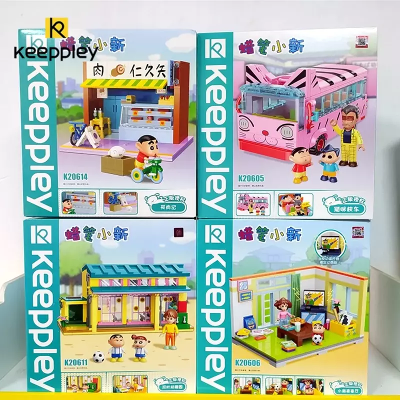 Keeppley-bloques de construcción de Crayon Shin-chan, juguete de rompecabezas, modelo Kawaii, animación periférica, adornos conmemorativos, regalo de cumpleaños