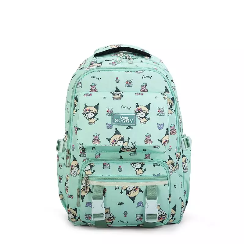 Sanrio Kuromi mochila para crianças, mochila escolar para estudantes, mochila de grande capacidade, preta e azul para menina e menino, bolsa para computador