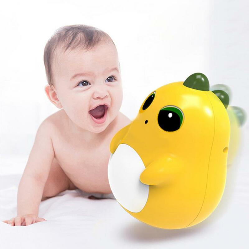 Mainan dinosaurus edukasi untuk bayi, mainan Tumbler dinosaurus dengan mata bergerak untuk bayi yang baru lahir, mainan Wobbler untuk anak laki-laki dan perempuan
