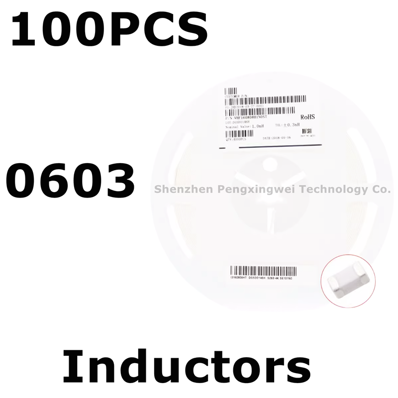 Inducteurs à puce SMD InEvent100 ± 0603, 220NH, 270NH, 330NH, 390laissée, 470laissée, 560laissée, 680NH, 820NH, 1UH, 1.2UH, 1.8UH, 2.2UH, 2.7UH, 10% pièces