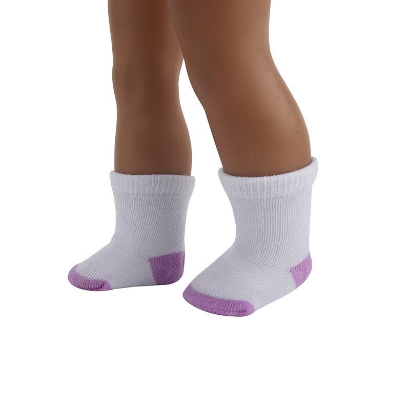 Calcetines de punto de dos tonos para muñeca americana de 18 pulgadas, calcetín de algodón para muñeca de 43cm, juguete para niñas