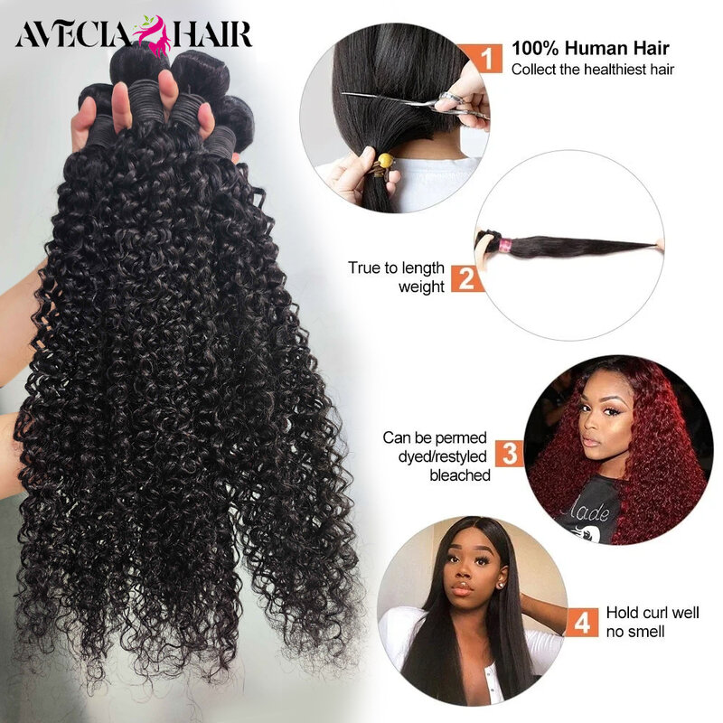 Curly Human Hair Bundles Wholesale 1/3/4 Pieces Indian Hair Extensions For Women 30Inch Bundles Human Hair Free Shipping