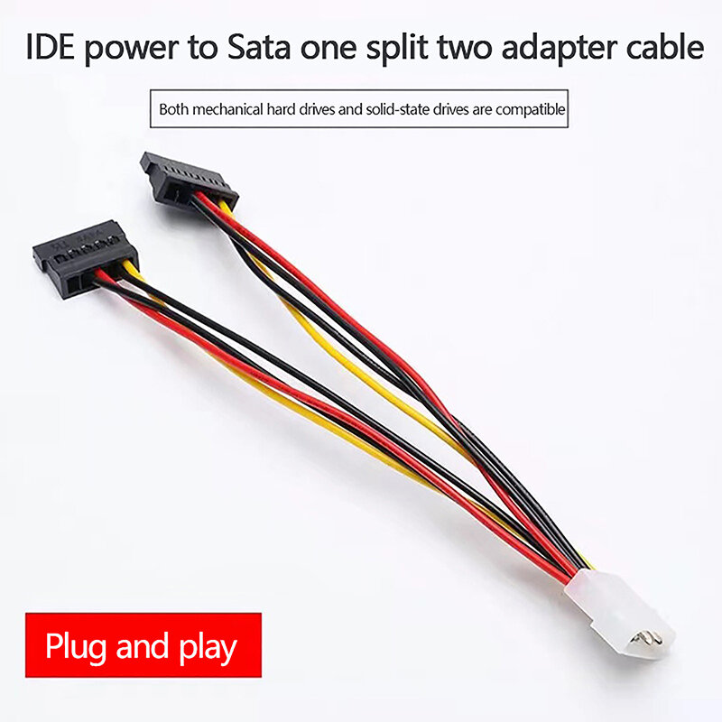 Kabel ekstensi SATA Molex laki-laki ke Perempuan IDE Molex 4 Pin ke SATA 2 seri kabel adaptor daya HDD konektor Hard Drive