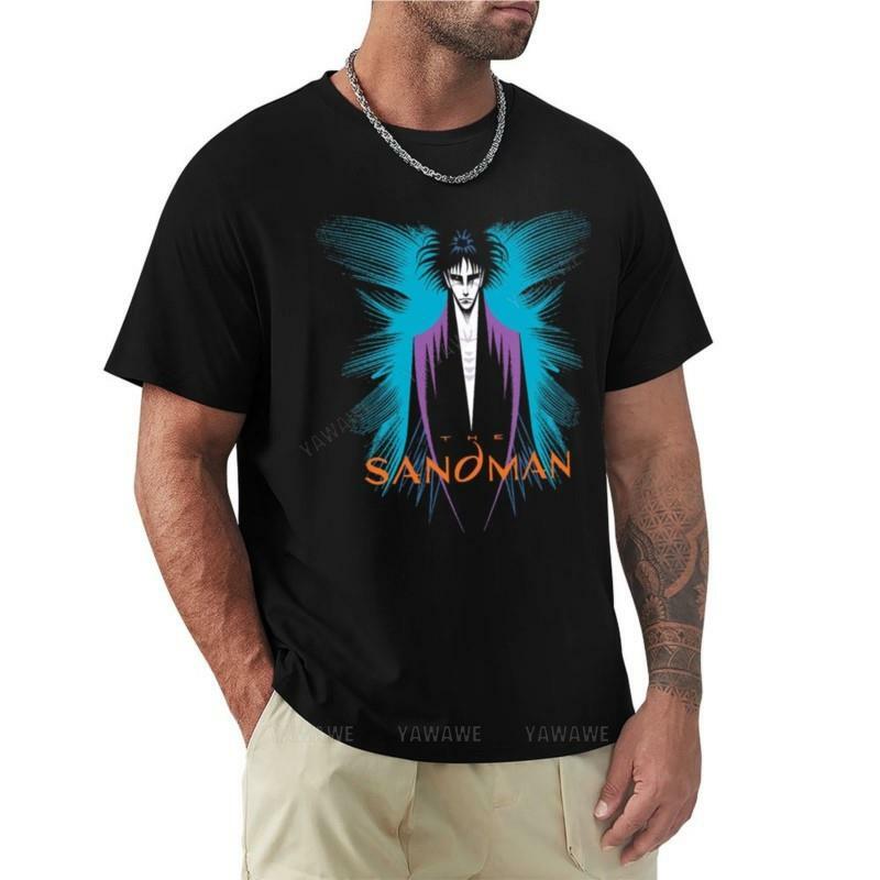 Camiseta preta masculina, camiseta de manga curta, gola O, gola redonda, The Sandman Custom