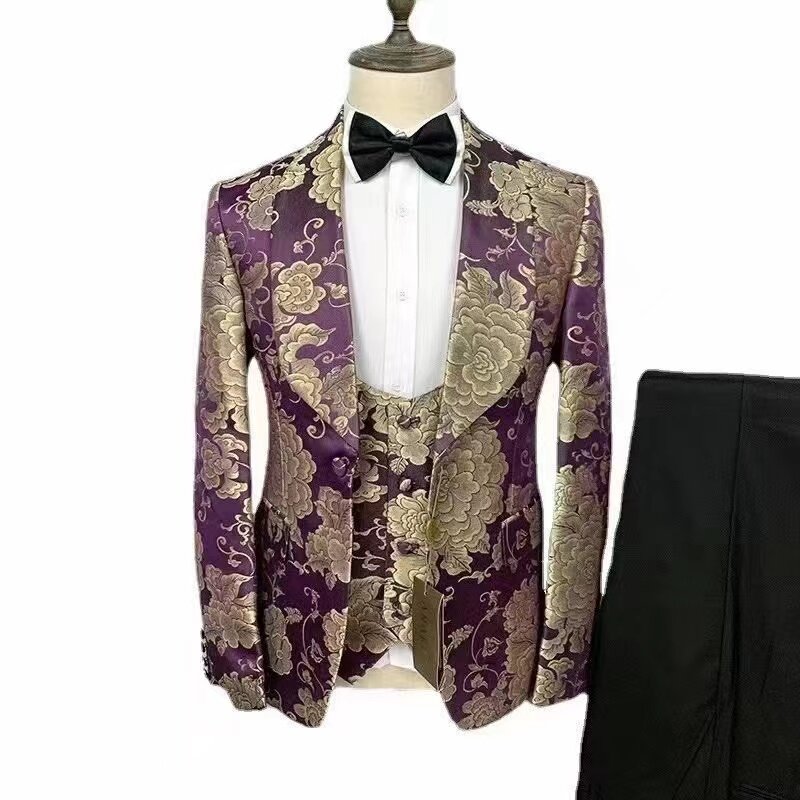 Bloemen In Voorraden Shawl Revers Single Breasted Wedding Bruidegom Jurk Smart Business Casual Suits Jacket Blazer
