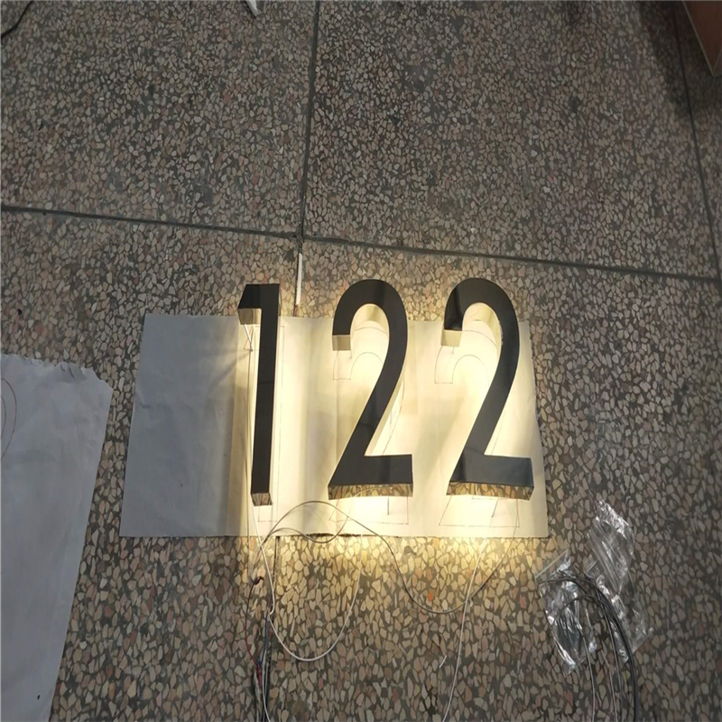 Numéros de maison, sortie d'usine, 25cm de haut, en acier inoxydable 304, rétro-éclairage led, signes