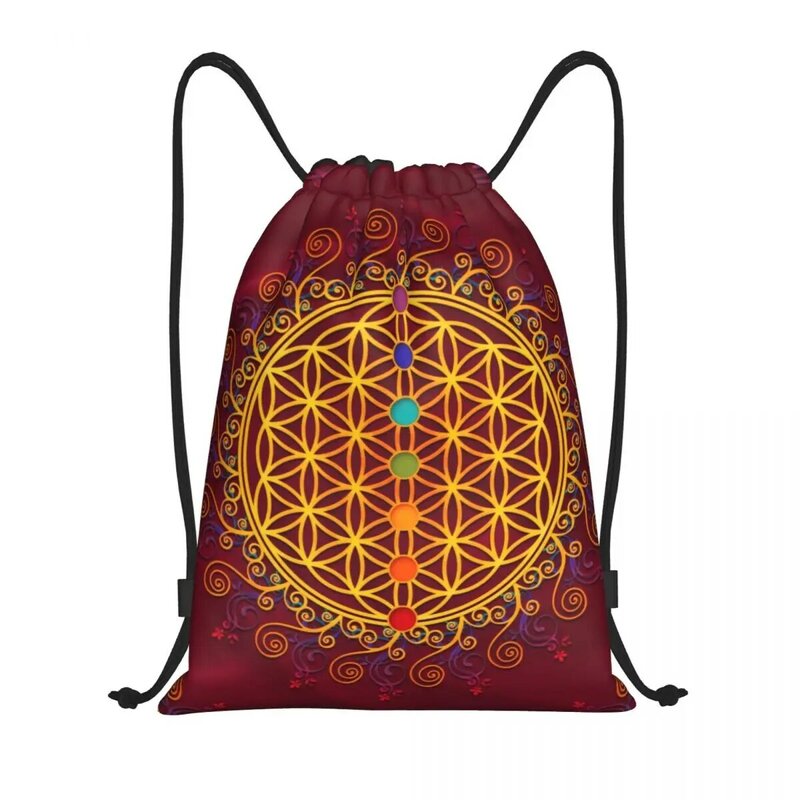 Flower Of Life zaino con coulisse borsa da palestra sportiva per uomo donna spiritualità Yoga Zen Mandala Training Sackpack