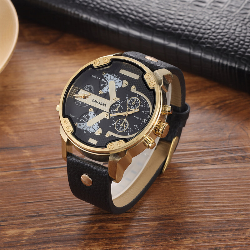 개성 있는 시계, 남성 트렌드 크리에이티브 스타일, 대형 다이얼, 남성용 대형 시계, 가죽 스트랩 쿼츠 시계, 남성 시계