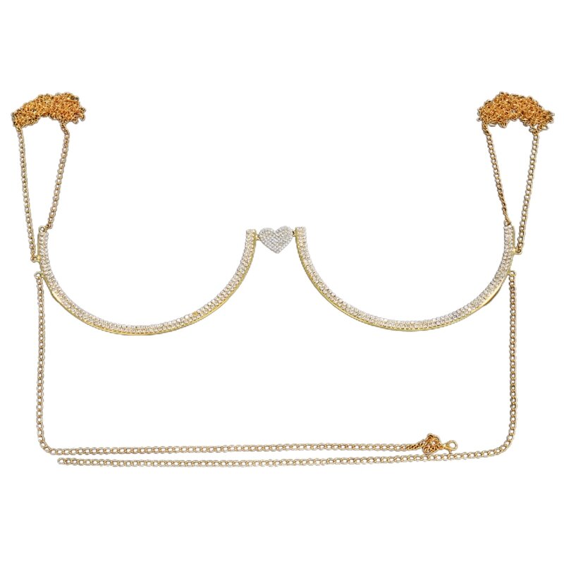 Para soporte pecho con diamantes imitación, cadena para sujetador, joyería para cuerpo, cadena para sujetador para