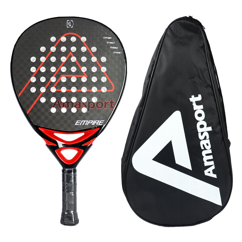 AMASPORT-raqueta de tenis PRO para hombre, paleta de fibra de carbono, superficie 3D suave, EVA 12K, importada del Reino Unido