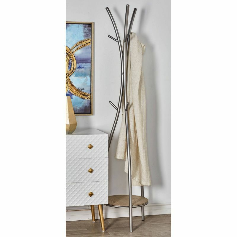Elegant Silver Contemporary Coat Rack for Sophisticated Entryways