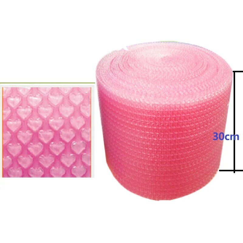 Cute Bubble Mailers for Gift, Small Business Gift Box, Embalagem à Prova de Choque, Wrap Pack, Love Heart Film, Rose Red Color, 30cm x 5m
