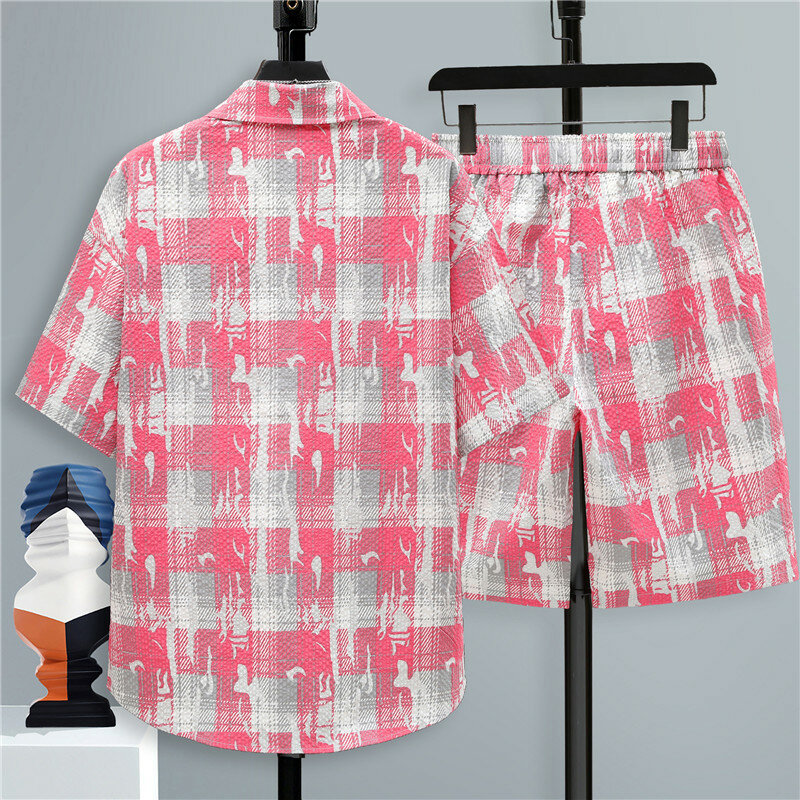 Conjunto de ropa deportiva para hombre, camisetas y pantalones cortos con estampado de letras, estilo informal, talla completa, M-4XL, 2024