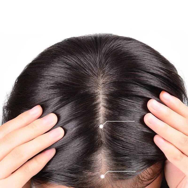 13x14cm Topper per capelli umani in pizzo svizzero per le donne Clip per capelli europei lisci con parte superiore del cuoio capelluto naturale in capelli vergini