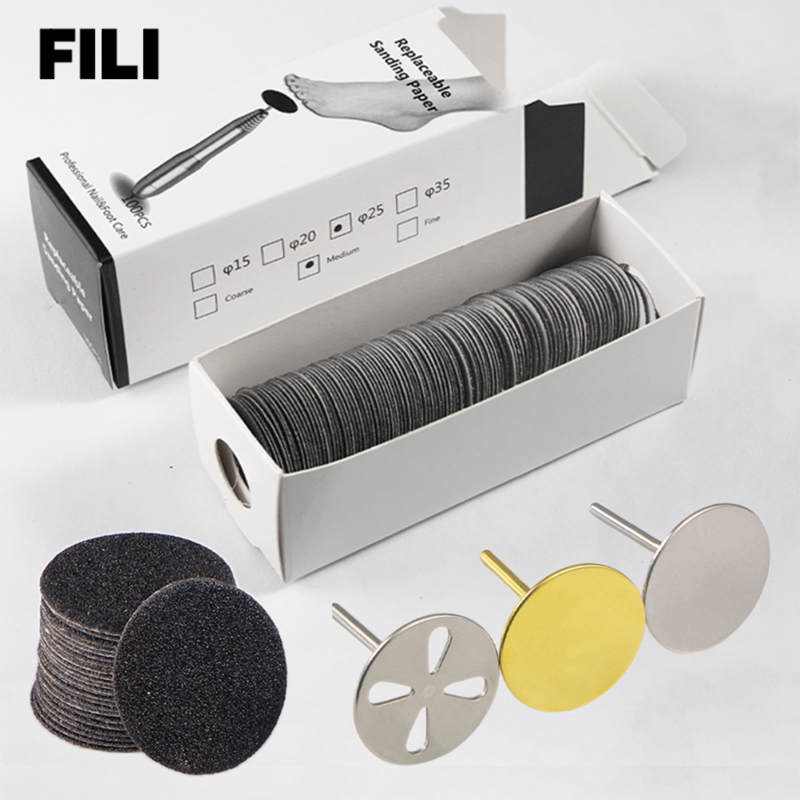 FILI Discs Pads Pedicure Foot Rasp Files Cuticle Callus Remove Tool para herramientas de pedicura papel de lija reemplazable