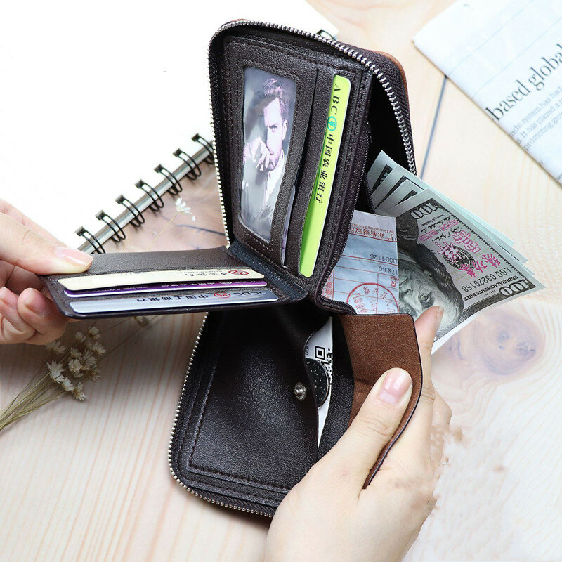 2024 neue Mode Short Wallet klassische explosive große Kapazität Reiß verschluss Multi-Card Business Wallet