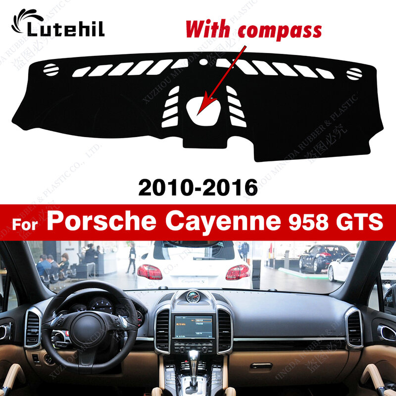 Car Dashboard Cover For Porsche Cayenne 958 2010 2011 2012 2013 2014 2015 2016 GTS Dash Mat Anti-UV Carpets Car Accessories