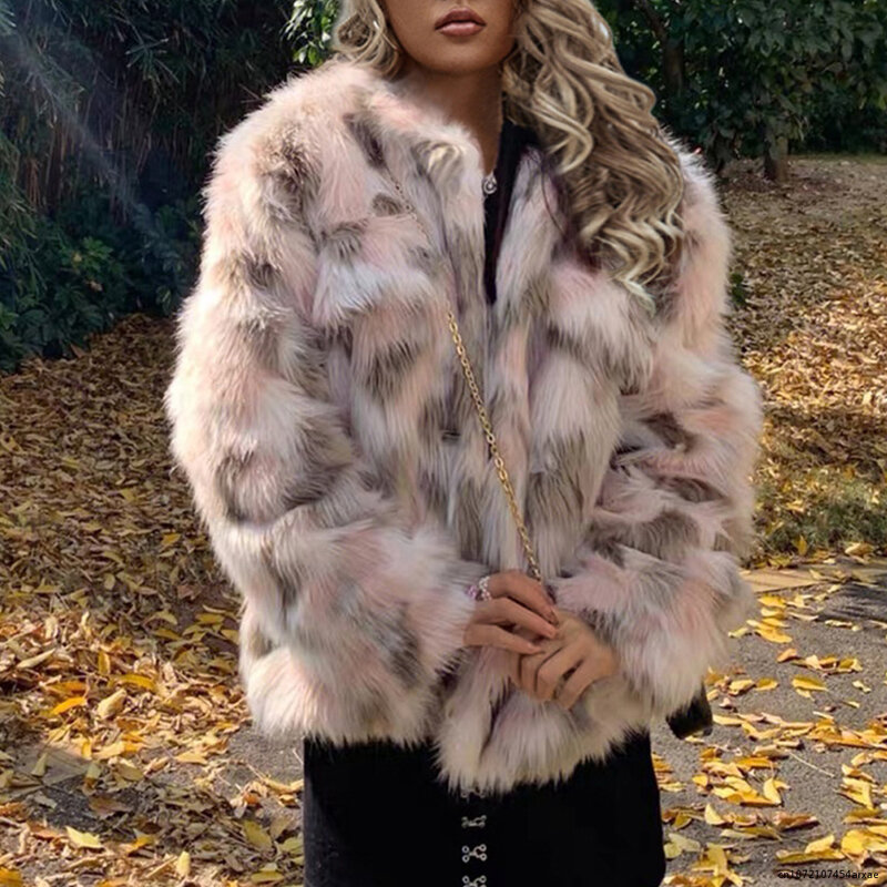 Manteau en fausse fourrure pour femme, Long, épais, chaud, doux, imprimé léopard, nouvelle mode, automne, hiver