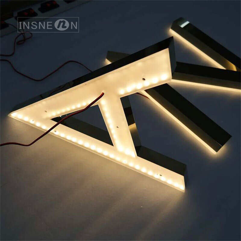 Logotipo LED de Metal personalizado, luz trasera iluminada, letras, señal de tienda al aire libre, negocios, restaurante, comercial, señalización de tienda