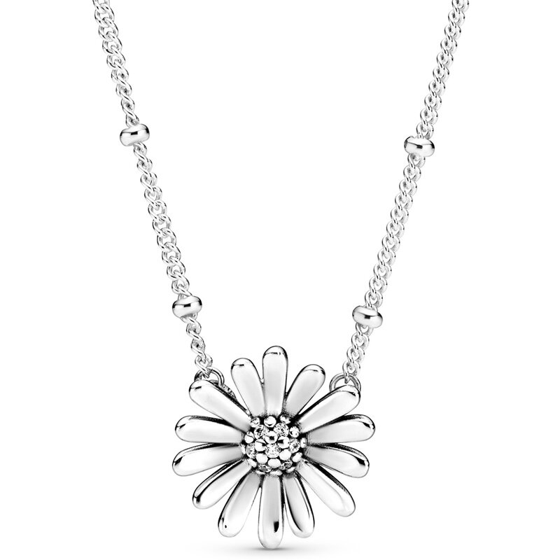 Olśniewający różowy motyl podwójne dwukolorowe kółka Daisy wisiorek 925 srebrny naszyjnik dla mody koralik charms DIY biżuteria