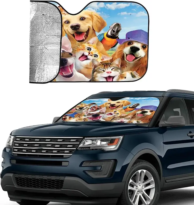 Animal Selfie foto cani e gatti parasole parabrezza per auto parasole accessori per auto facili da usare per la maggior parte dei parabrezza