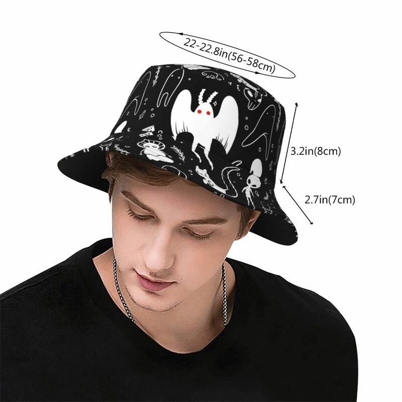 Unisex kapelusz typu Bucket Mothman Cryptids podróżne nakrycia głowy ochrona UV na zewnątrz sportowy czapki wędkarskie Bob kapelusz Dropshipping