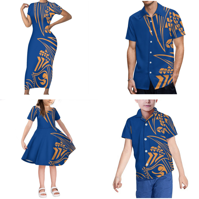 Индивидуальные полинезийские этнические одинаковые Семейные наряды, самоанское платье, платье для девочек, детская одежда