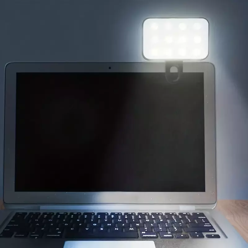 Lampu swafoto Mini portabel isi ulang, 3 mode kecerahan dapat disesuaikan klip On untuk lampu isi ulang komputer ponsel