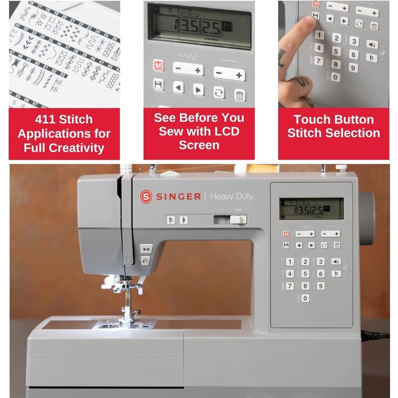HD6700C máquina de coser electrónica de alta resistencia, 411 aplicaciones de puntada, costura fácil