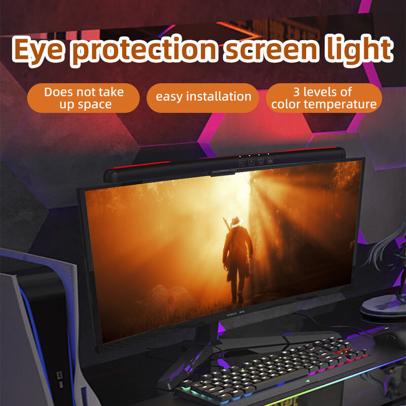 USB Stepless Dimming Screen Hanging Light Curved Screen Monitor Light RGB Background Atmosphere Desk Lamp Monitor Light Bar