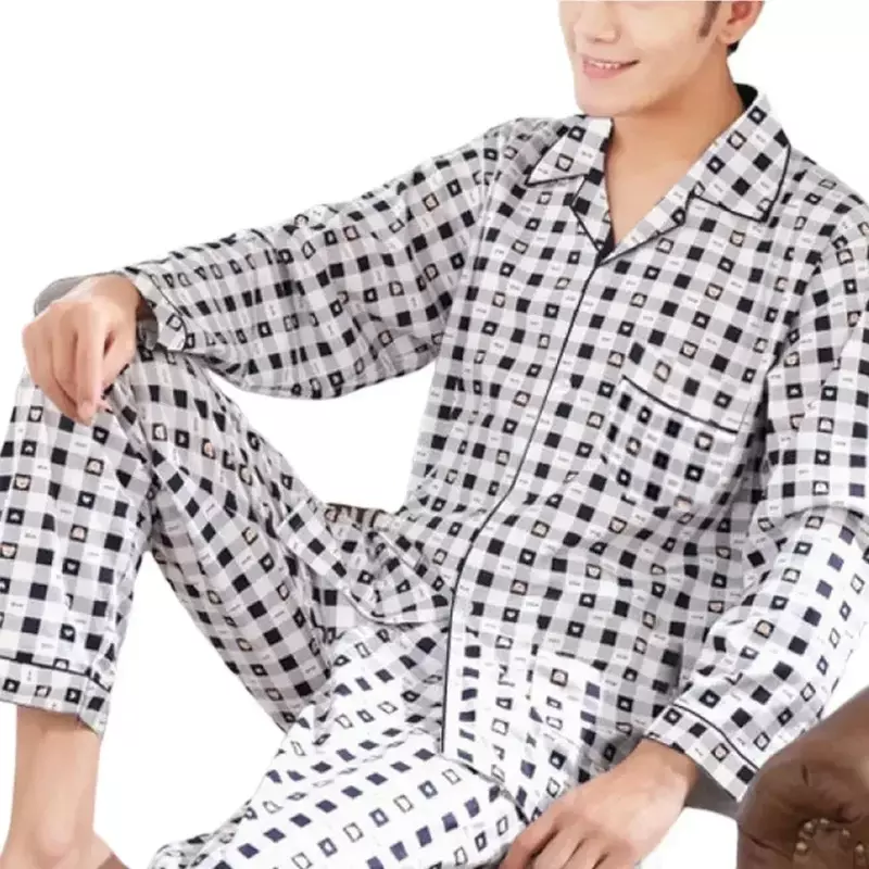 Ensemble capri avec pyjama confortable pour homme, vêtements de détente longs, manches imprimées, pantalon et haut de soirée relaxants, 2023
