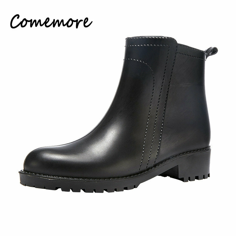 Fashion Short Women's Rubber Rain Boots Outer Wear Anti-skid Ankle Waterproof Rain Shoes Water Boot Rainboots Galoshes Ladies
