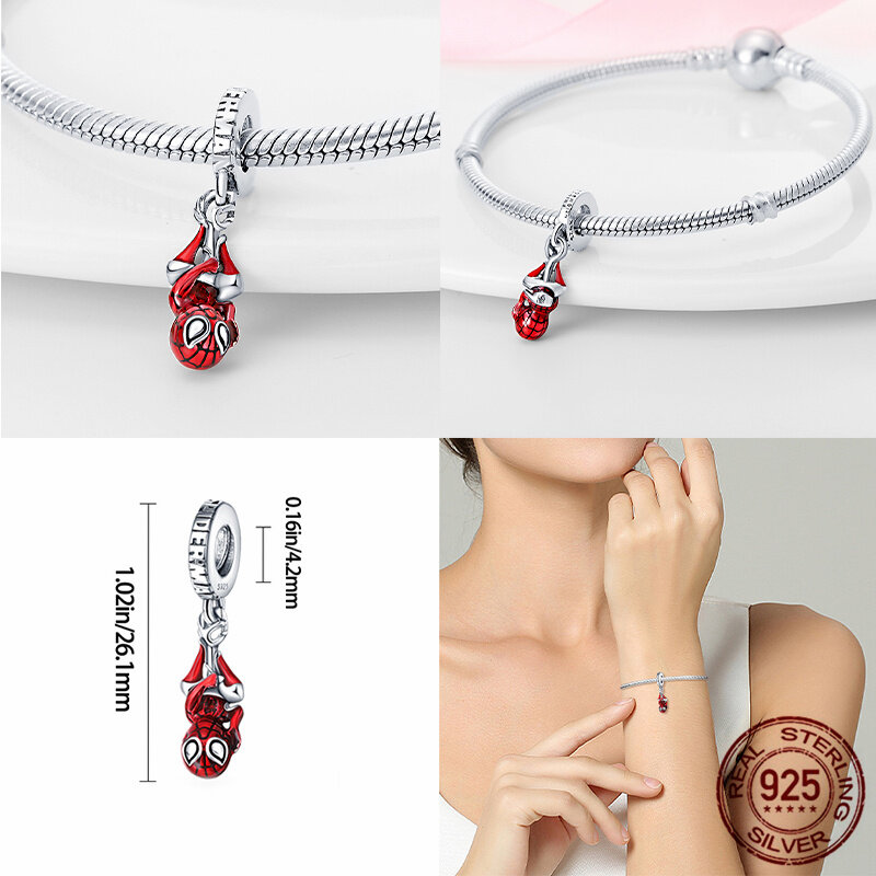 Disney-Breloques Marvel en argent 100% pour femme, perles de princesse, adaptées aux bracelets Pandora, cadeaux de bricolage exquis, 925, nouveau