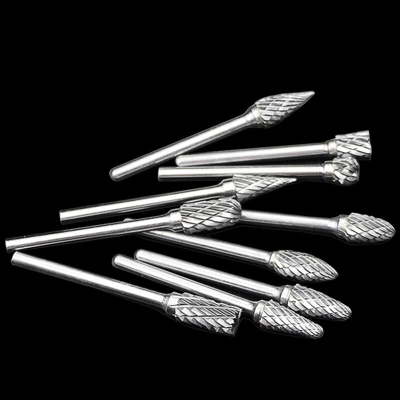 For metalwork Burrs 1/8" Shank 3mm Shank Carbide Carving Bit Deburring Die Grinder Double Cut Rotary Drill 1pc