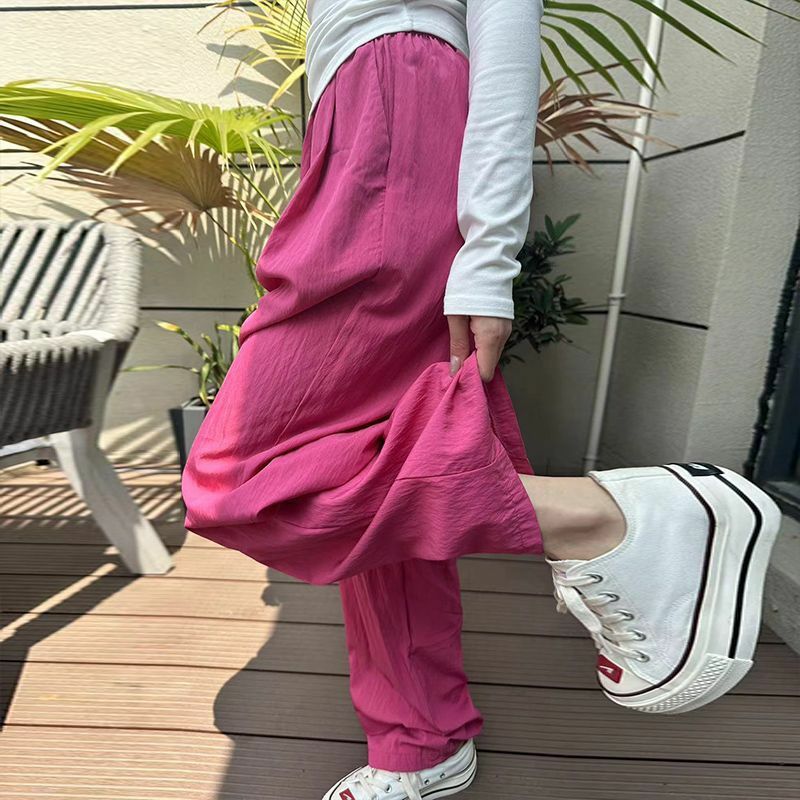 Yamamoto-pantalones de pierna ancha para mujer, pantalón fino, holgado, informal, versátil, a la moda, para verano, 2024