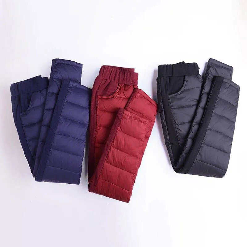 Mom-Pantalones elásticos de cintura alta para mujer, pantalón informal de algodón elástico para la nieve, Capris ajustados, cálidos, gruesos
