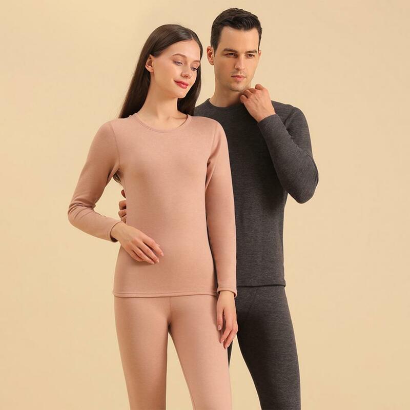 Thermal Clothing Set Soft Thermal Underwear Set for Men Women Fleece Lined Base Layer for Outdoor Activities Solid for Autumn