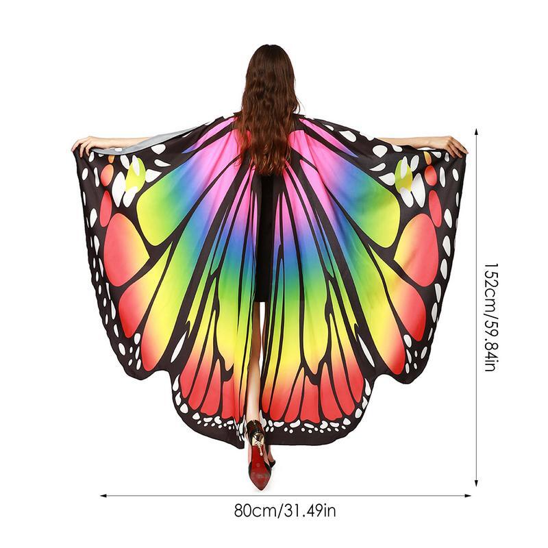 Disfraz de alas de mariposa de Halloween, chal de mariposa de doble cara impreso, capa de hadas, festivales, Carnaval, actuación de Cosplay