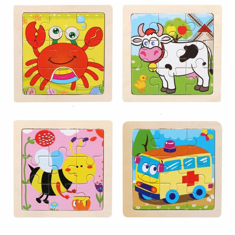 Cartoon Cartoon Animal Jigsaw Montessori Colorful Baby Wooden Toys Animal Educational Toys 3d Wooden Puzzle Preschool