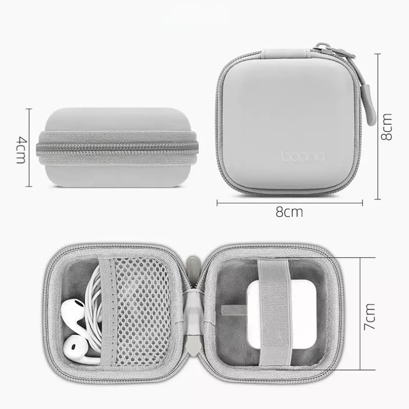 Mini carcasa dura portátil para dispositivos digitales, bolsa de almacenamiento de cuero Artificial, cargador de auriculares, Cable de datos, organizador de disco U