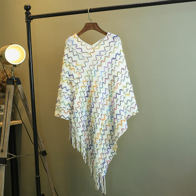 태슬 배트윙 빈티지 니트 코트, 2023 가을 겨울 패션, 단색 캐주얼 민소매 우아한 접합 판초