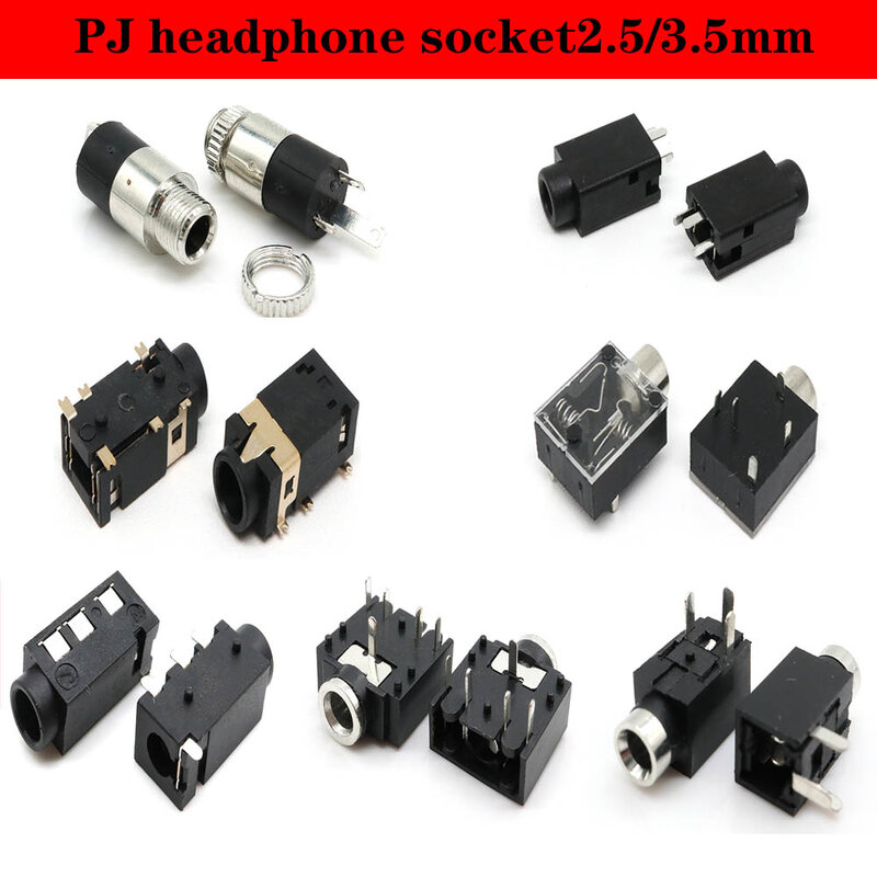 1-5PCS 2.5/3.5MM PJ-392  324 210 320 307M 359 342 Stereo Female Socket Jack With Screw 3.5 Audio Video Headphone Connector